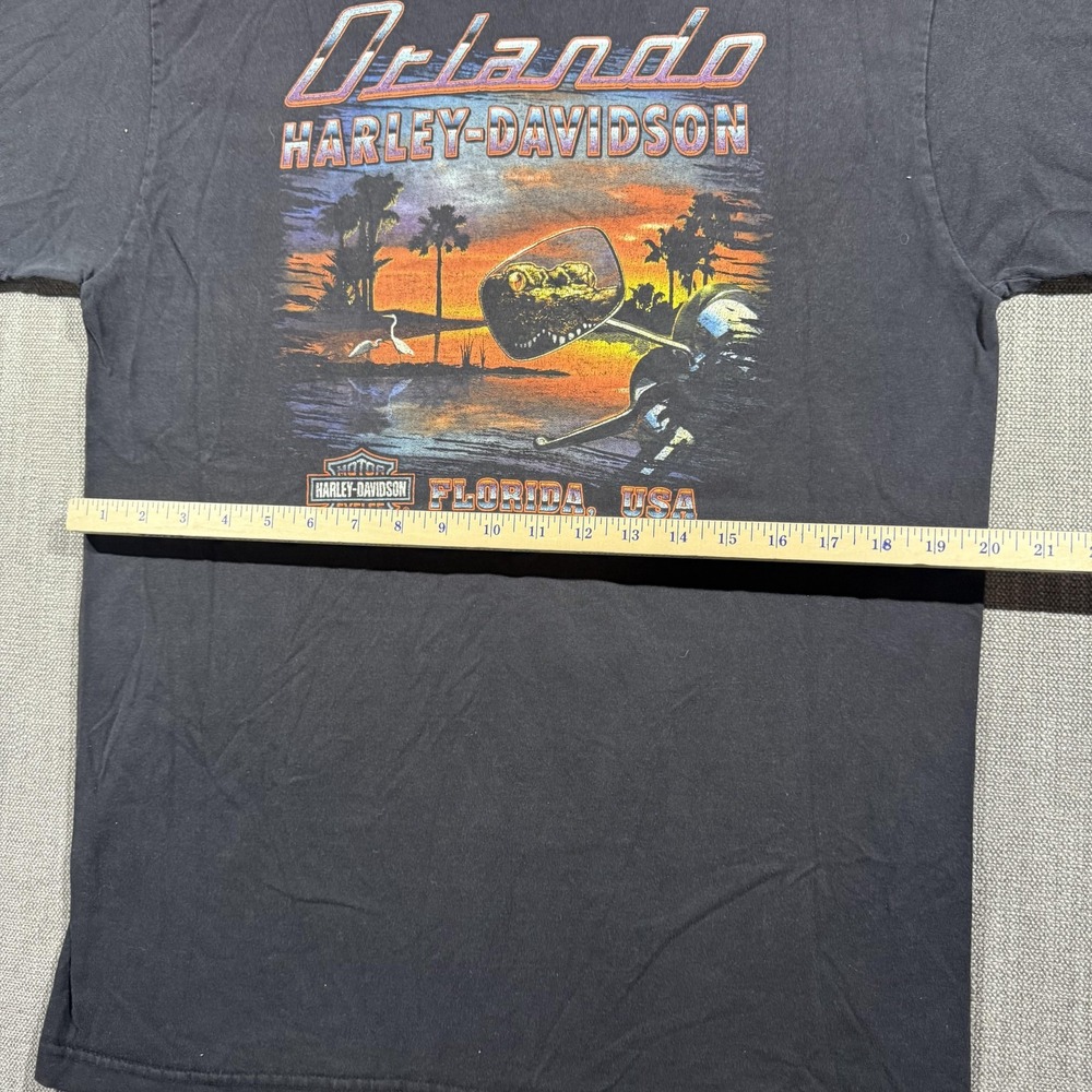 Vintage Harley-Davidson Shirt Mens Large Black Pirate Skull Orlando 2000s - Picture 6 of 9